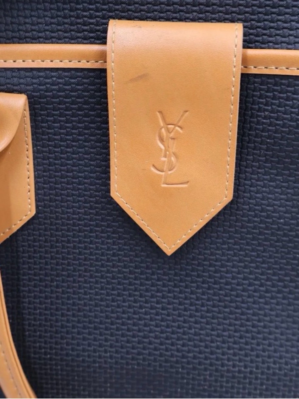 Yves Saint Laurent Black Tote with Tan Leather Trim - Picture 7 of 9